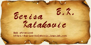 Beriša Kalaković vizit kartica